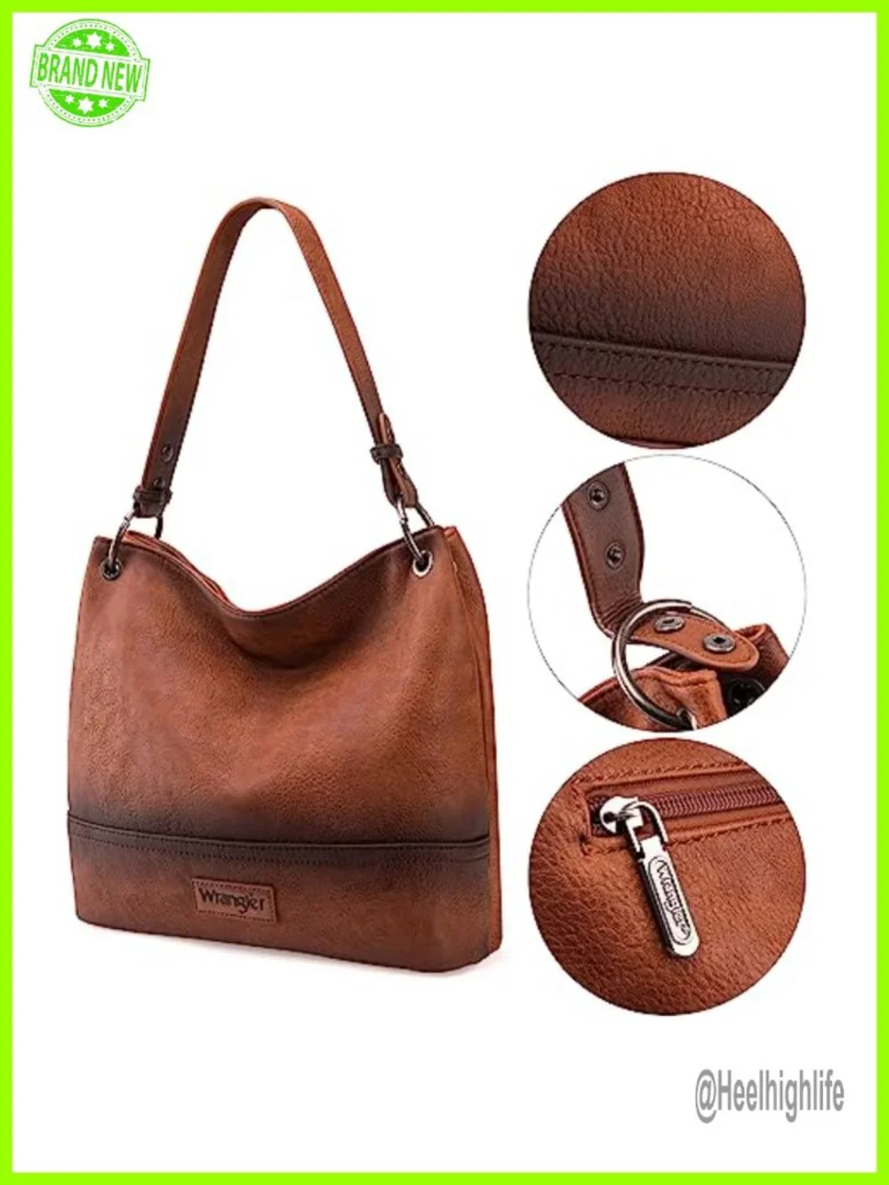 Vegan Leather Hobo Bag with Shoulder and Crossbody Straps